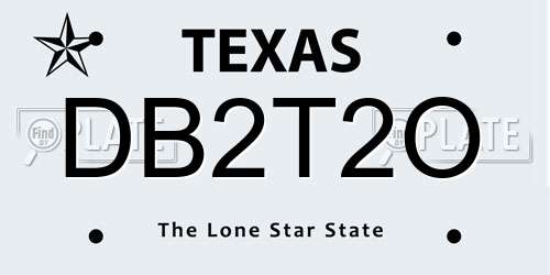 DB2T2O Texas License Plate