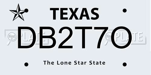 DB2T7O Texas License Plate