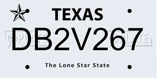DB2V267 Texas License Plate