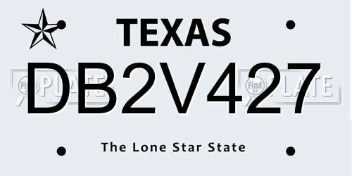 DB2V427 Texas License Plate
