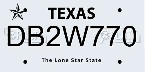 DB2W770 Texas License Plate