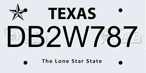 DB2W787 Texas License Plate
