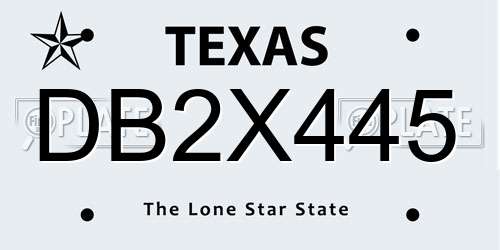 DB2X445 Texas License Plate