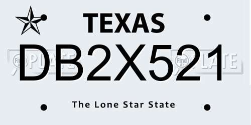 DB2X521 Texas License Plate