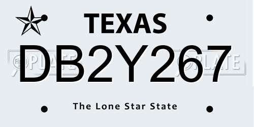 DB2Y267 Texas License Plate