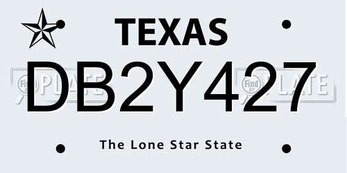DB2Y427 Texas License Plate