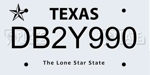 DB2Y990 Texas License Plate