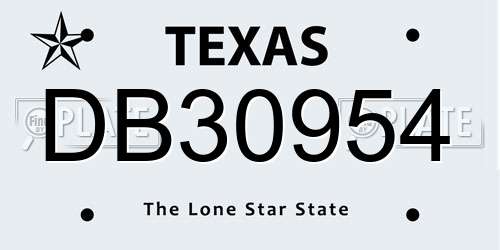 DB30954 Texas License Plate