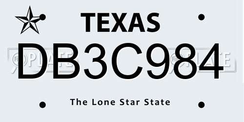 DB3C984 Texas License Plate