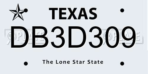 DB3D309 Texas License Plate