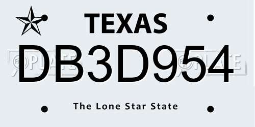 DB3D954 Texas License Plate