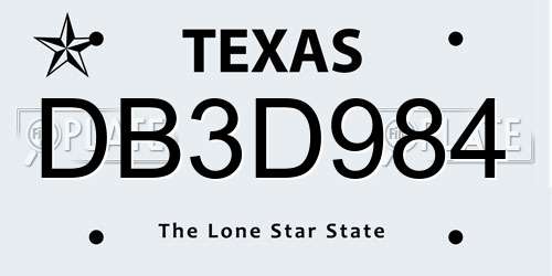 DB3D984 Texas License Plate