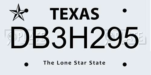 DB3H295 Texas License Plate