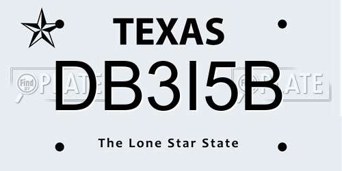 DB3I5B Texas License Plate