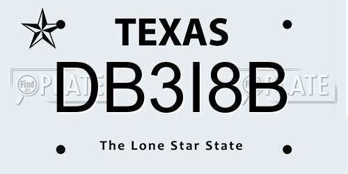 DB3I8B Texas License Plate