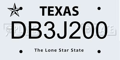 DB3J200 Texas License Plate