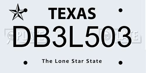 DB3L503 Texas License Plate