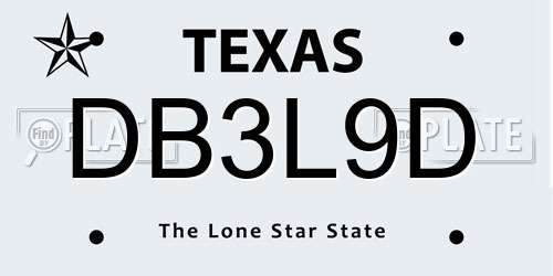 DB3L9D Texas License Plate