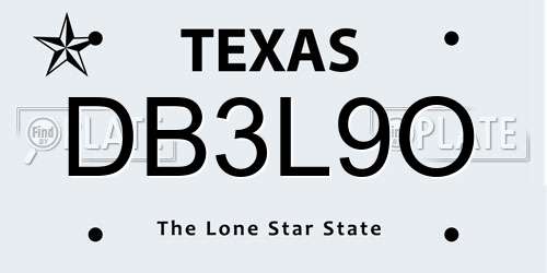 DB3L9O Texas License Plate
