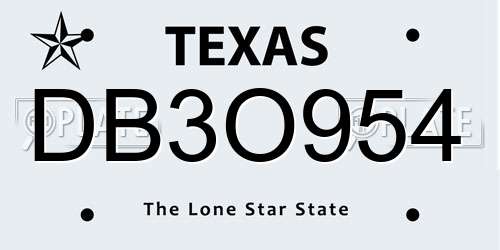 DB3O954 Texas License Plate