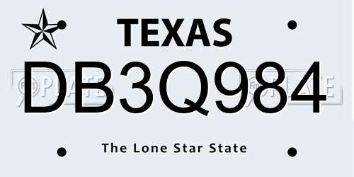 DB3Q984 Texas License Plate