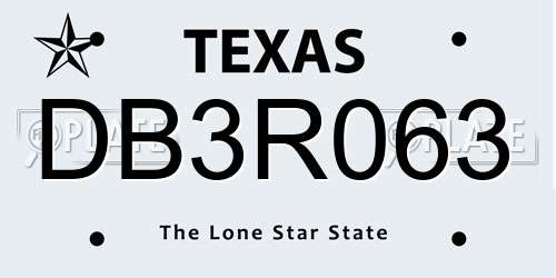 DB3R063 Texas License Plate