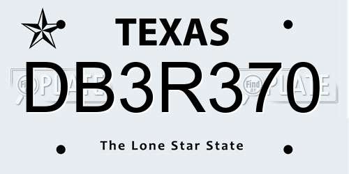 DB3R370 Texas License Plate