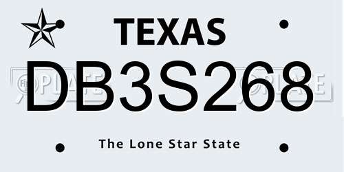 DB3S268 Texas License Plate