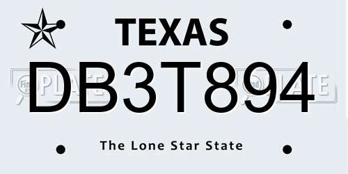 DB3T894 Texas License Plate