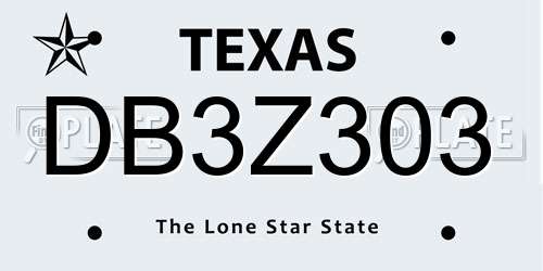 DB3Z303 Texas License Plate