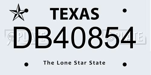 DB40854 Texas License Plate