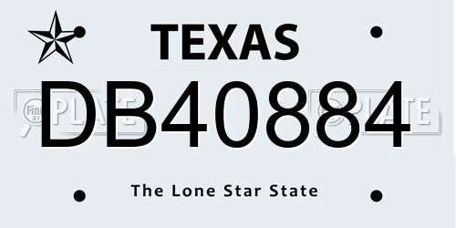 DB40884 Texas License Plate
