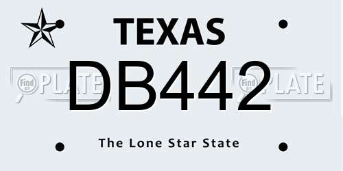 DB442 Texas License Plate