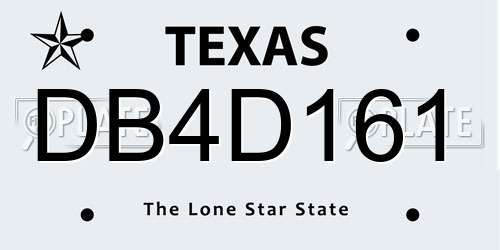 DB4D161 Texas License Plate