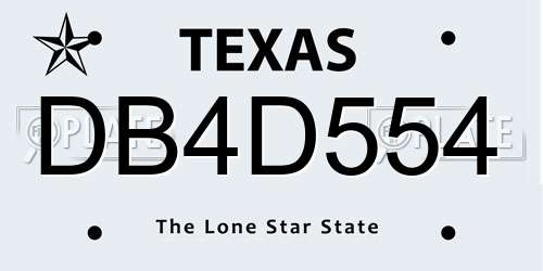 DB4D554 Texas License Plate