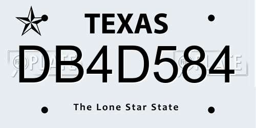 DB4D584 Texas License Plate