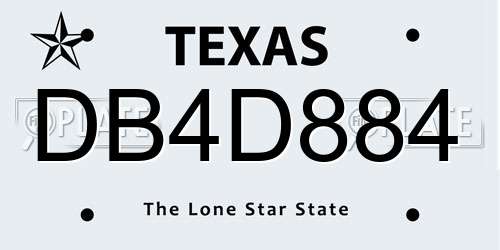 DB4D884 Texas License Plate