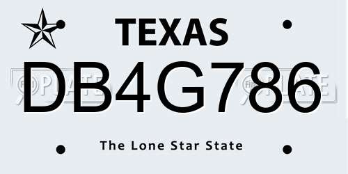 DB4G786 Texas License Plate