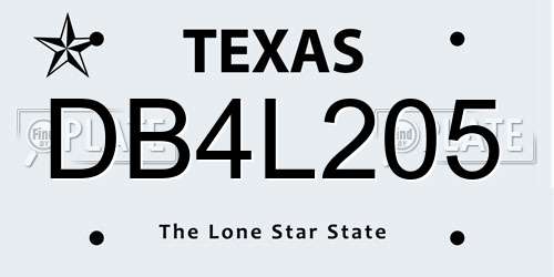 DB4L205 Texas License Plate