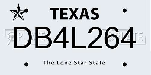 DB4L264 Texas License Plate