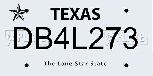 DB4L273 Texas License Plate