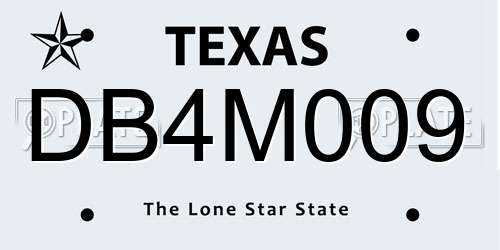DB4M009 Texas License Plate