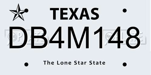DB4M148 Texas License Plate