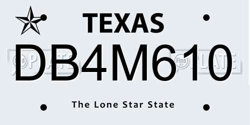 DB4M610 Texas License Plate
