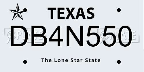 DB4N550 Texas License Plate