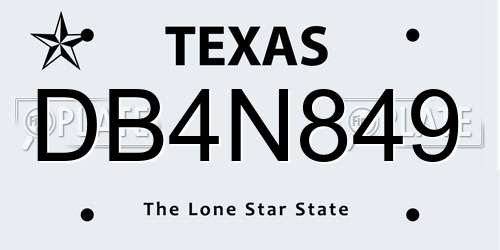 DB4N849 Texas License Plate