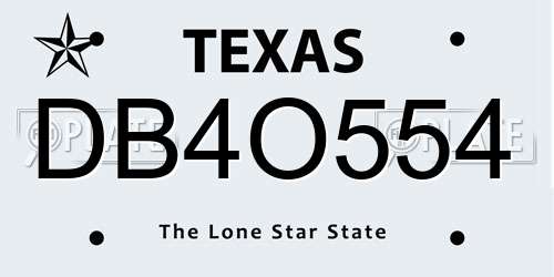 DB4O554 Texas License Plate