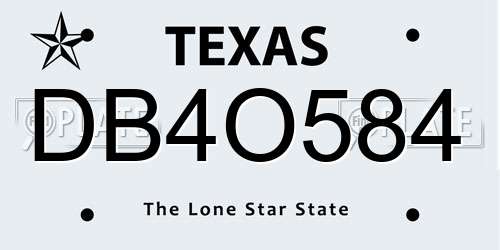 DB4O584 Texas License Plate