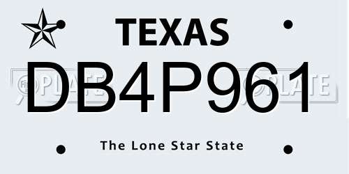 DB4P961 Texas License Plate