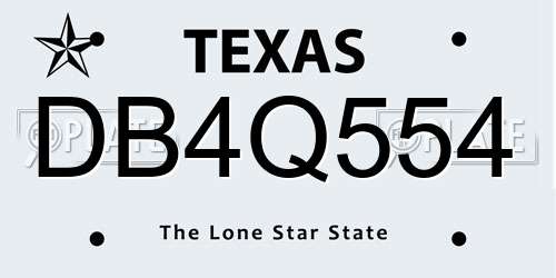 DB4Q554 Texas License Plate